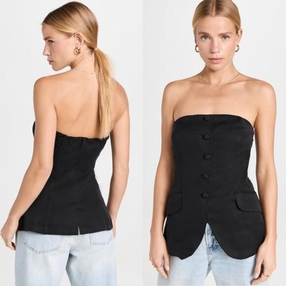 REFORMATION Tonya Black Strapless Blazer Top Size 8 NEW NWT - Picture 3 of 5